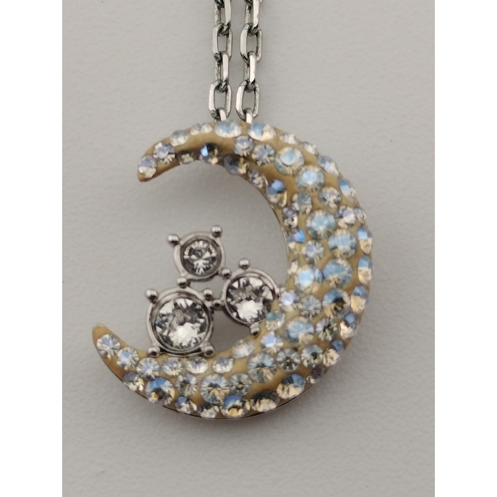 Swarovski Crystal Crescent Moon Pendant Necklace With Chain